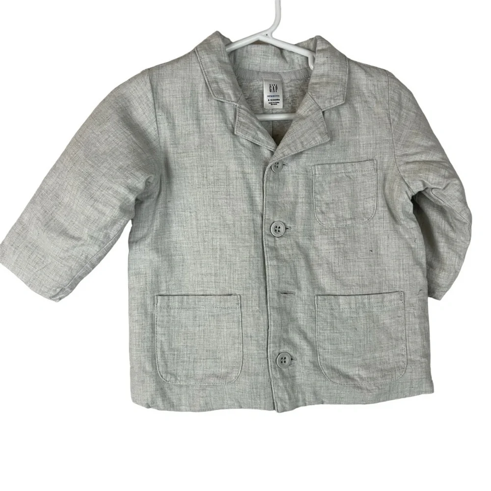 Baby Gap Newborn Gray Quilted Blazer Jacket 6-12 Months Preppy Staple Event‎
